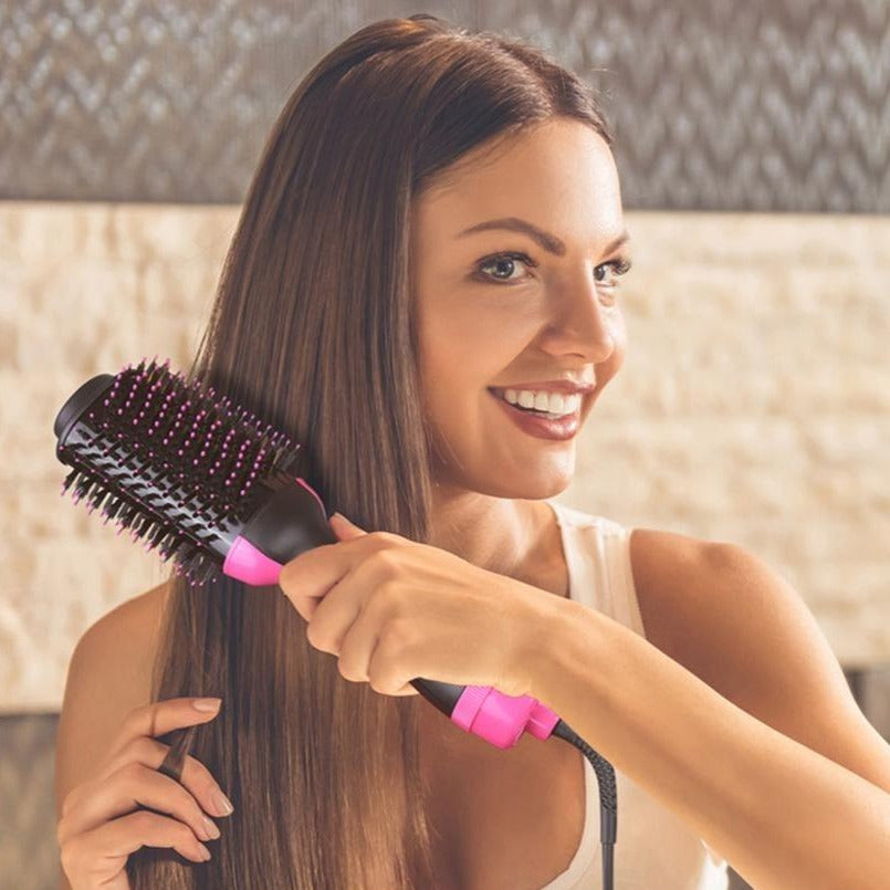 3-in-1 Hair Dryer, Straightener & Hair Curler Brush